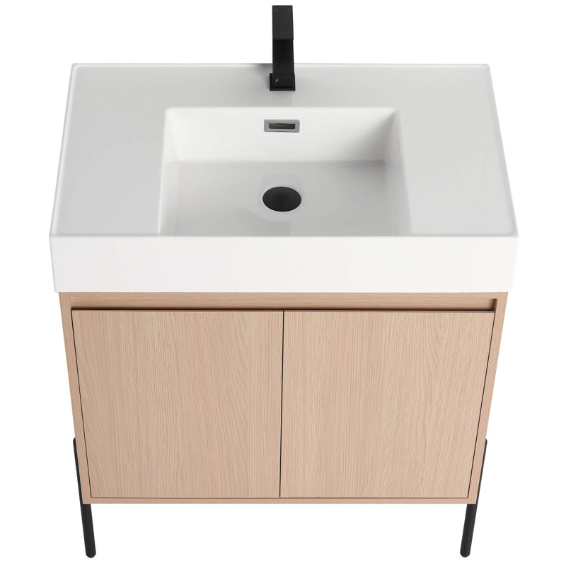 Meuble-lavabo Yordana de 30 po de largeur Ebern Designs, Chêne blanc, Blanc