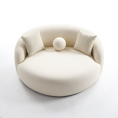 Curved Boucle Extra Deep Round Sofa Ivory