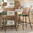 Upholstered Green Rattan Full Back Counter Swivel Bar Stool-2040474678