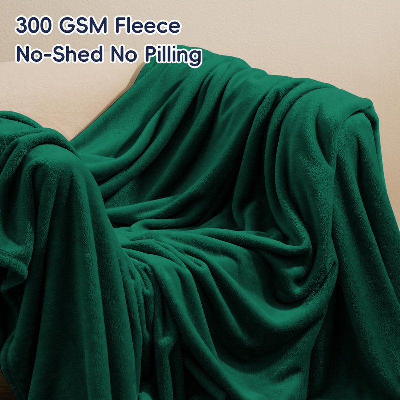 Jyon Soft Touch Mink Faux Fur Throw/Blanket, King, Green
