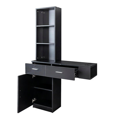 Black modern simple hair desk, multi-layer storage, large storage space