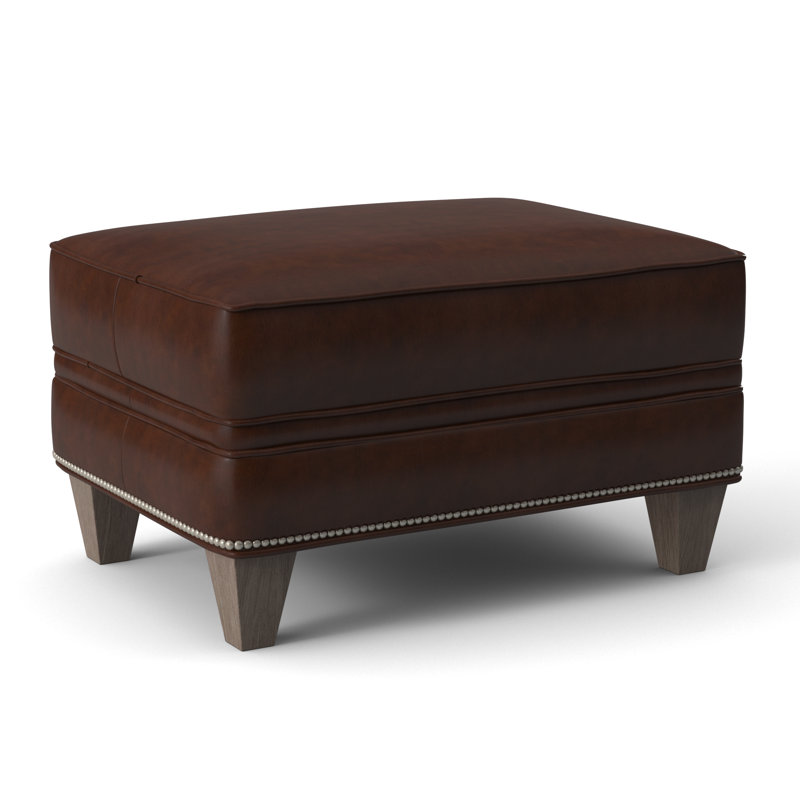 Taraval Ottoman, Rio Mineral Genuine Leather, Stone, Pewter