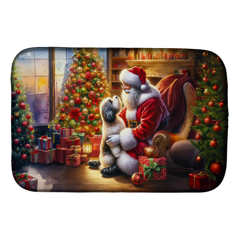 Havanese and Santa Claus Dish Drying Mat