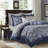 Aubrey Navy Paisley 12-Piece Queen Comforter Set with 100% Cotton Bed Sheets-2073023983-2073023766
