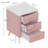 Upholstered Wooden Nightstand With 3 Drawers And Metal Legs&Handles-1205898060
