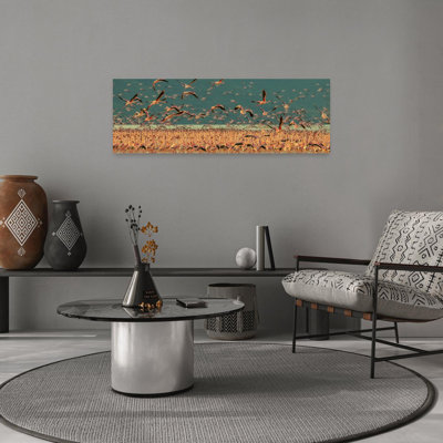Flamant rose, vol, sérénité, oiseau abstrait, flamant, paysage, nature, art mural