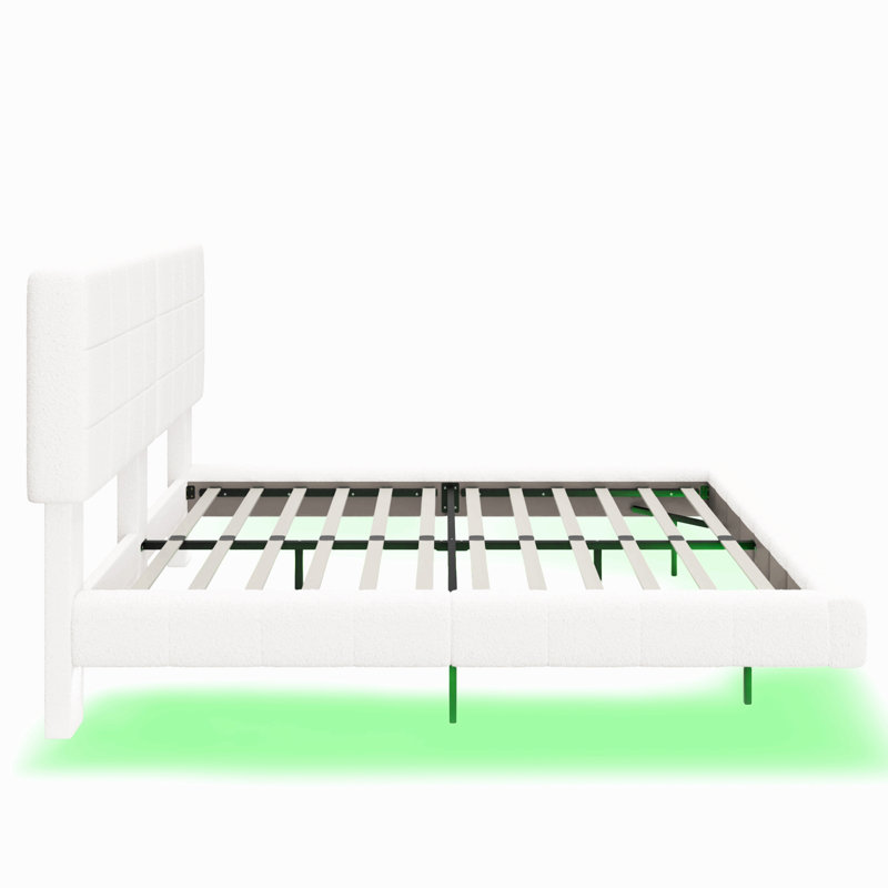 Lit flottant avec lumière White Boucle, Queen