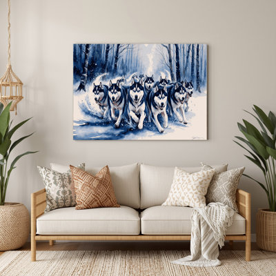 Dogs Siberian Husky Blue Metal Wall Art