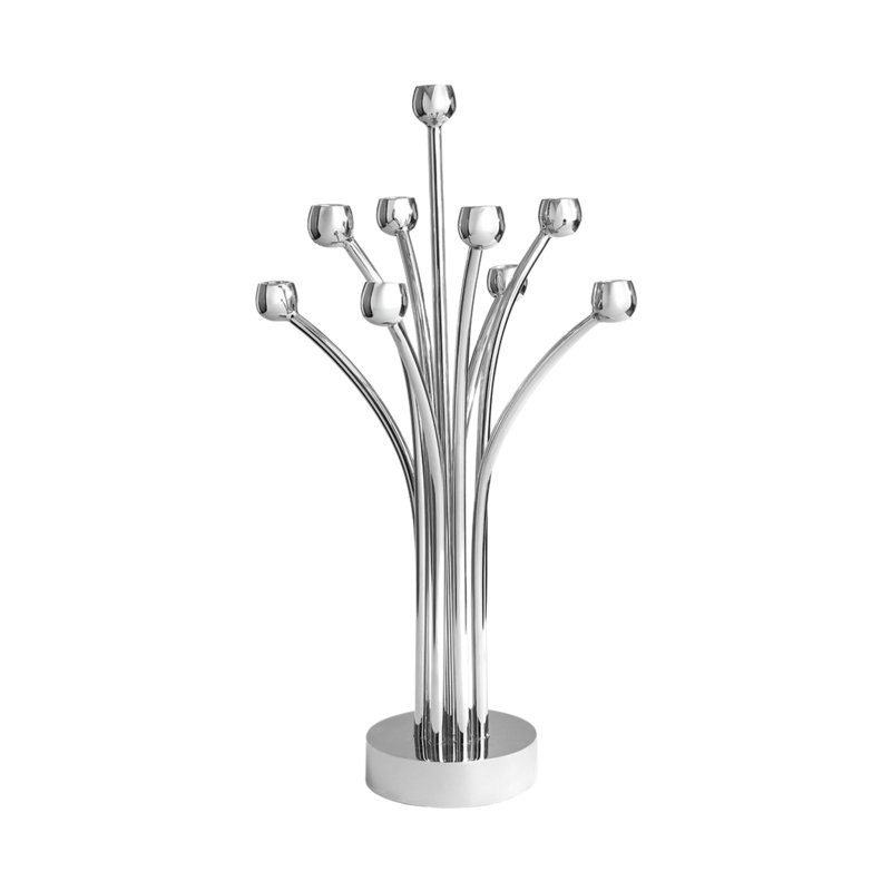 Candélabre en acier inoxydable 9 lumières Vergogna, Argent argent