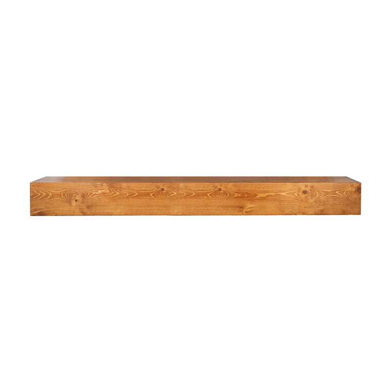 Haynor Solid Wood Fireplace Mantel Floating Shelf, Aged Oak, 60", 9"