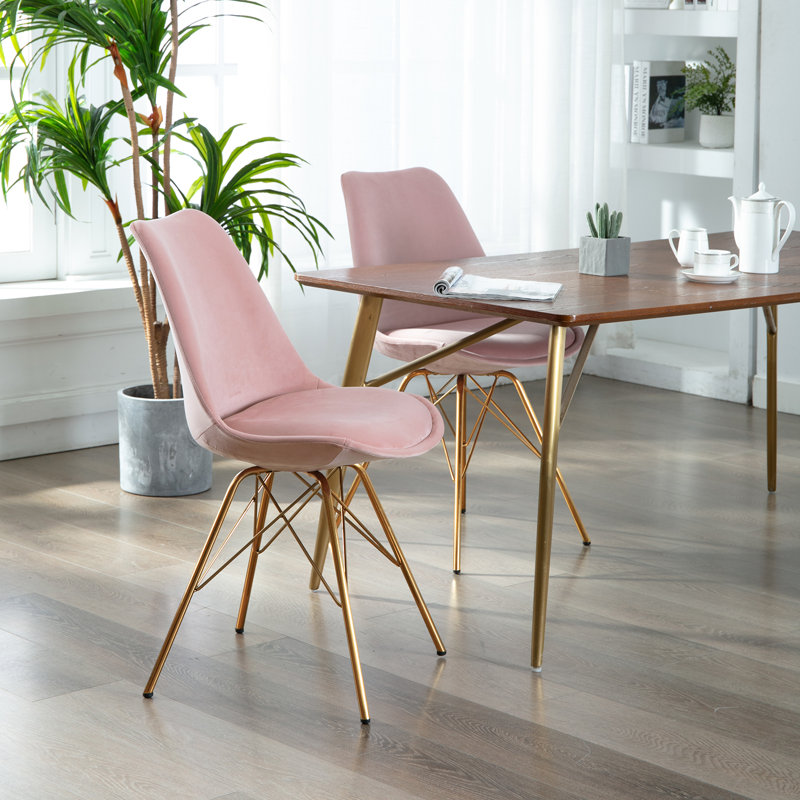 Chaise d'appoint rembourrée Angl, Doré, Rose saumon