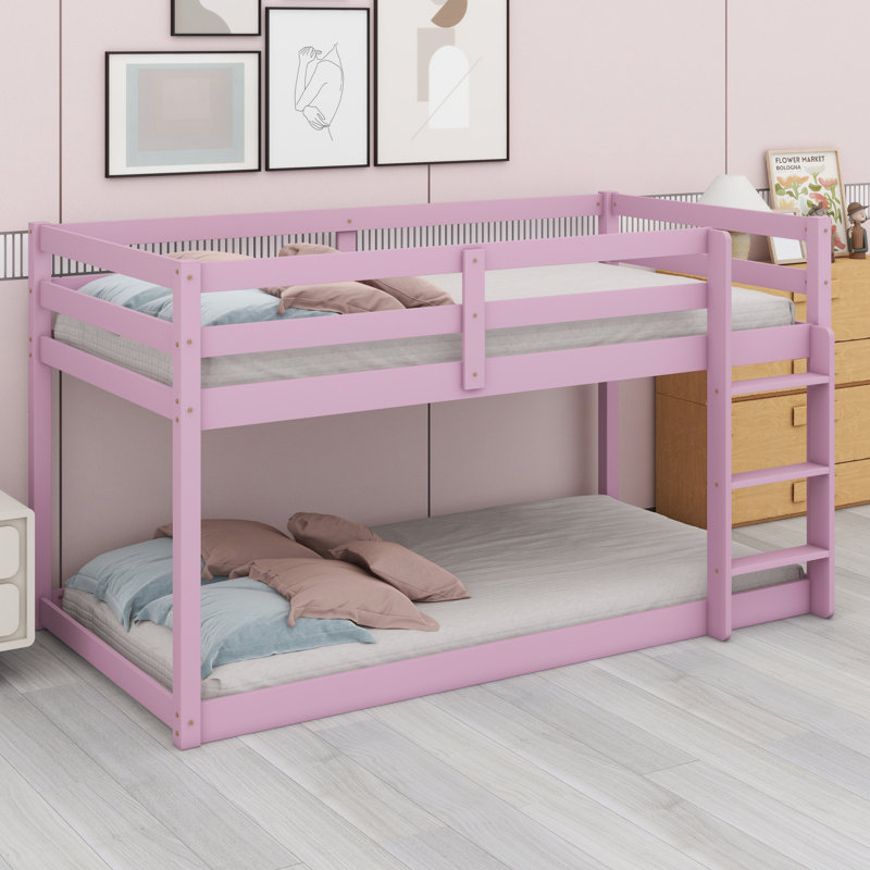 Lit superposé en bois avec échelle, Rose
