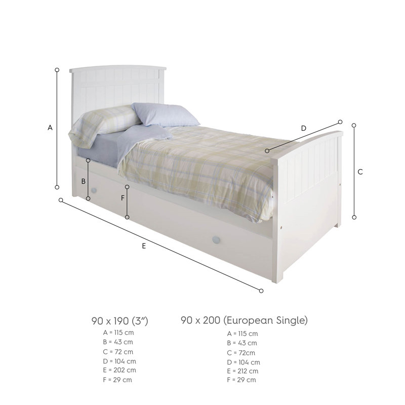Gaspar Standard with Trundle Included, European Single (90 x 200cm)