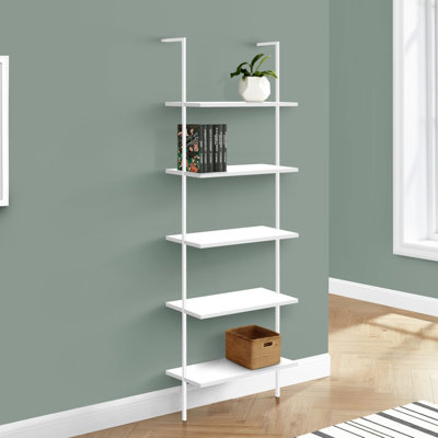 Abdulrahman 72 Inch Etagere Bookcase, 5 Tier Ladder Display Shelves, White