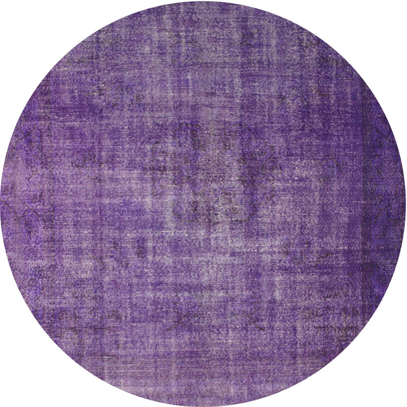 Tapis de zone mauve contemporaine, Rond 3 pi