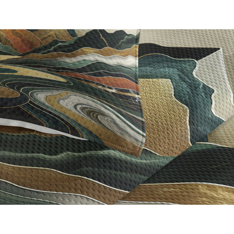 Polyester Abstract Coverlet, King Coverlet + 2 Standard Shams