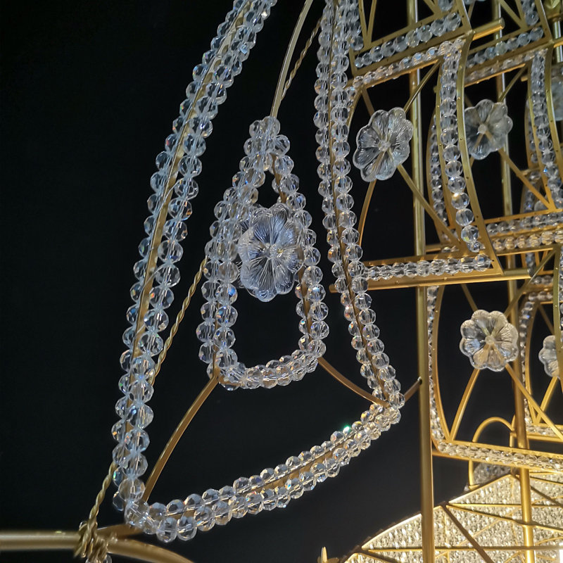 Akari Crystal Boat Chandelier 34"