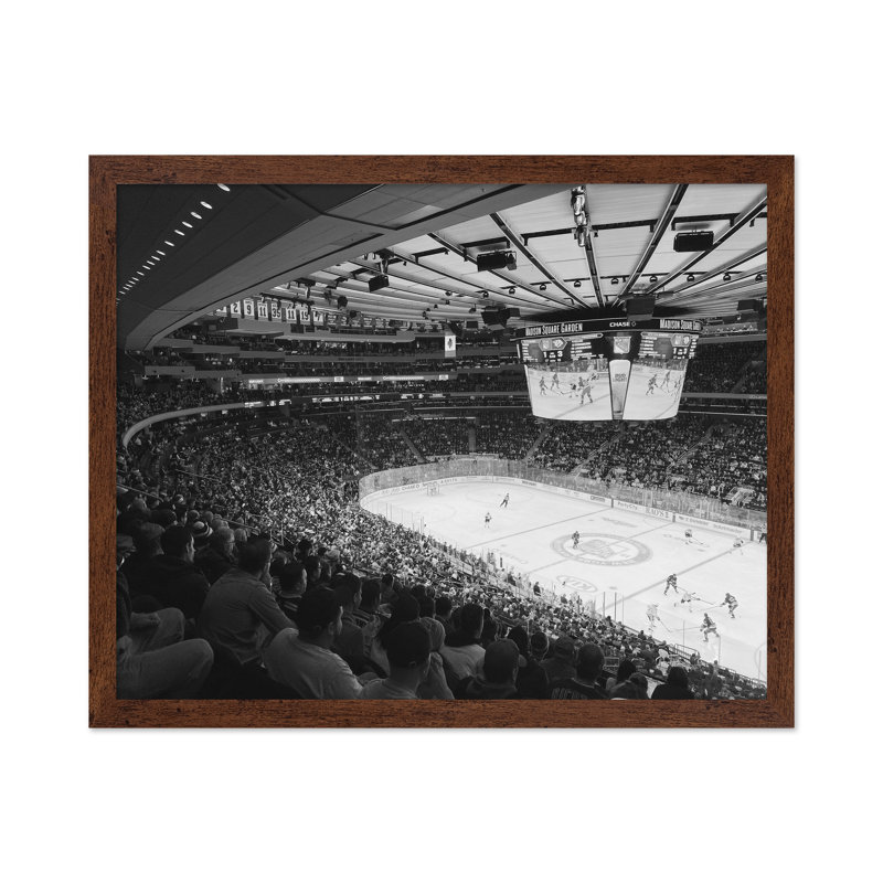 Hockey sur glace, Poster, 16"H x 20"W, Brown Framed