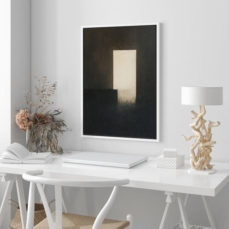 Reproduction d'art abstrait sur toile encadrée pour décoration intérieure moderne, H 24 po x l 16 po, Blanc