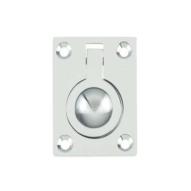 Poitiers Flush Ring Door Accessory, Polished Chrome, 6.3cm H x 5cm W x 0.3cm D