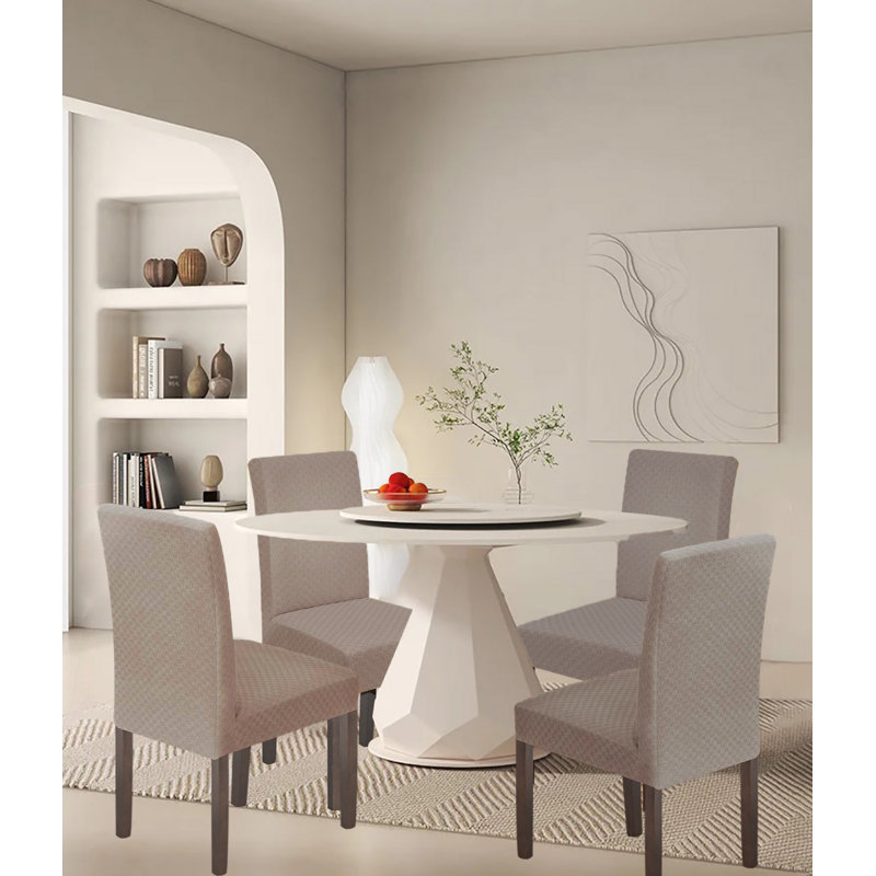 Dining Chair Slipcover, Stretch Chair Covers, Polyester spandex jacquard Dark Beige