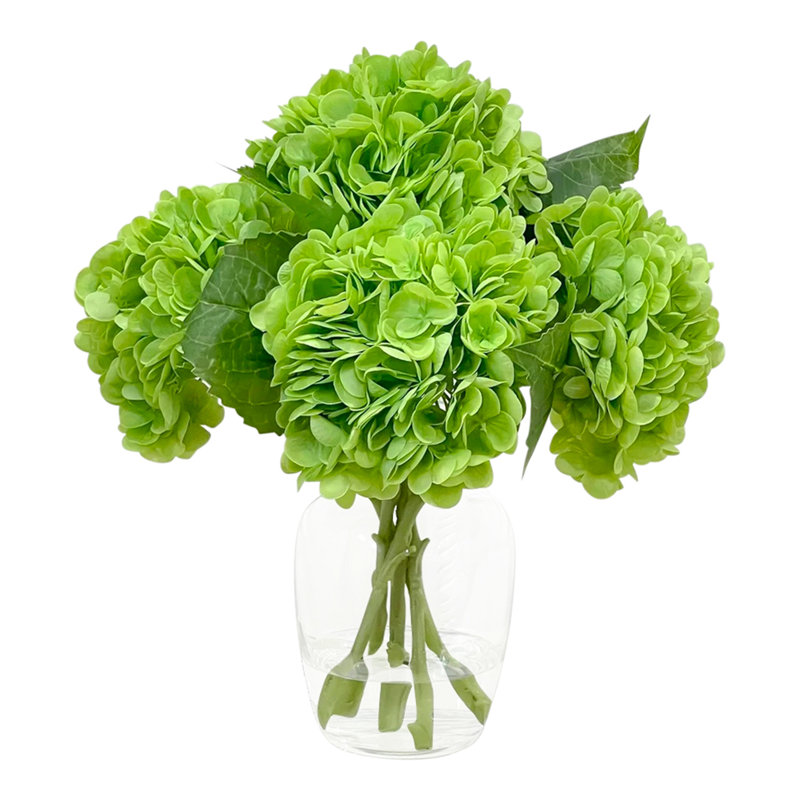 Hydrangea Centerpiece In Vase, Green