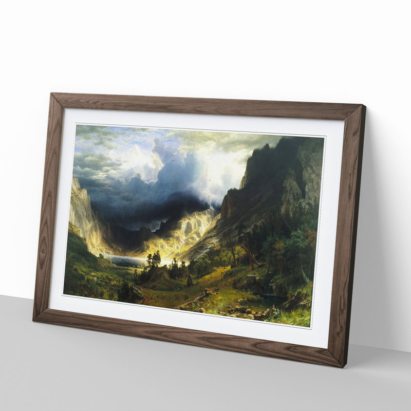 A Storm in the Rocky Mountains by Albert Bierstadt - Picture Frame Painting, 36cm H x 48cm W x 2cm D, Walnut Framed