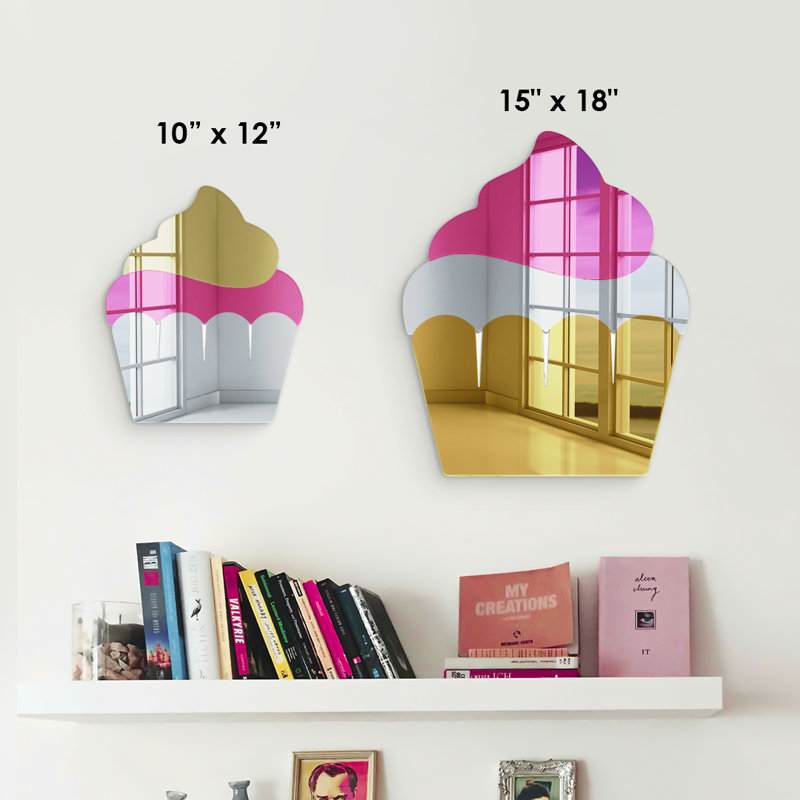 Décoration murale miroir Cupcake, H 18 po x l 15 po x P 1 po, Argent