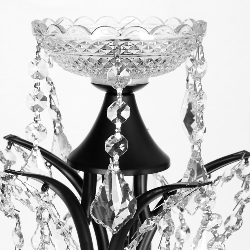 Lampe sur pied moderne en cristal noir à 5 lumières