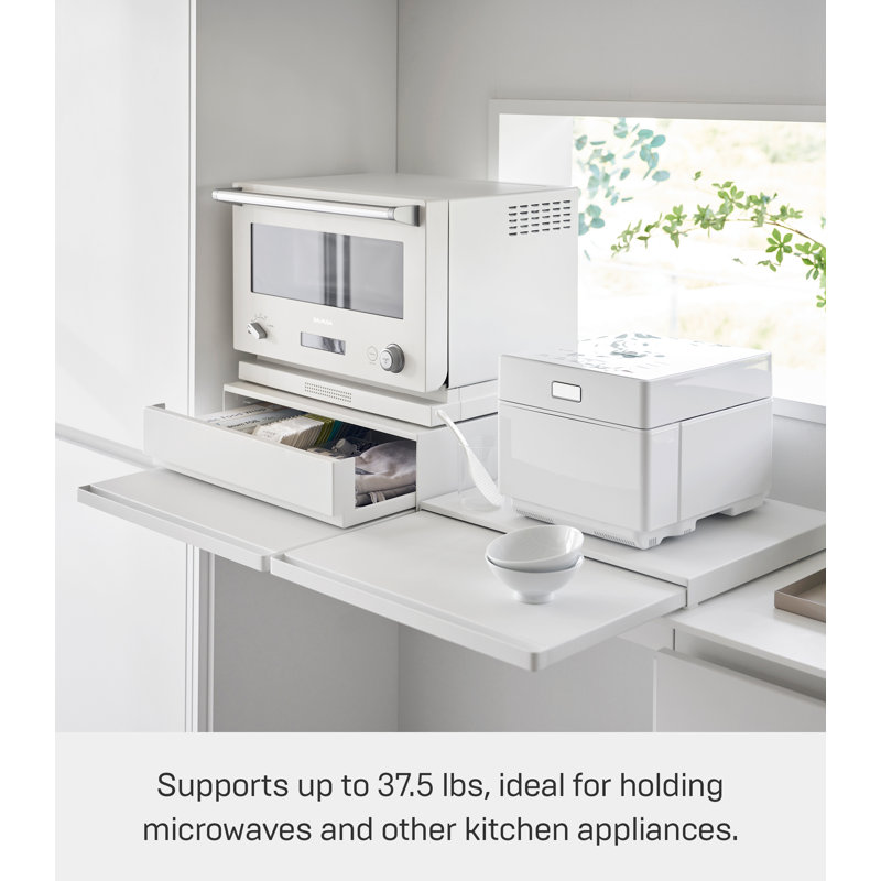 White Steel Kitchen Countertop Organizer with Pull-Out Shelf