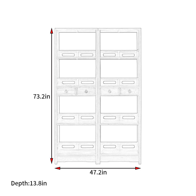 Wilkesville, (3 Shelves) 73.2"H x 47.2"W x 13.8"D