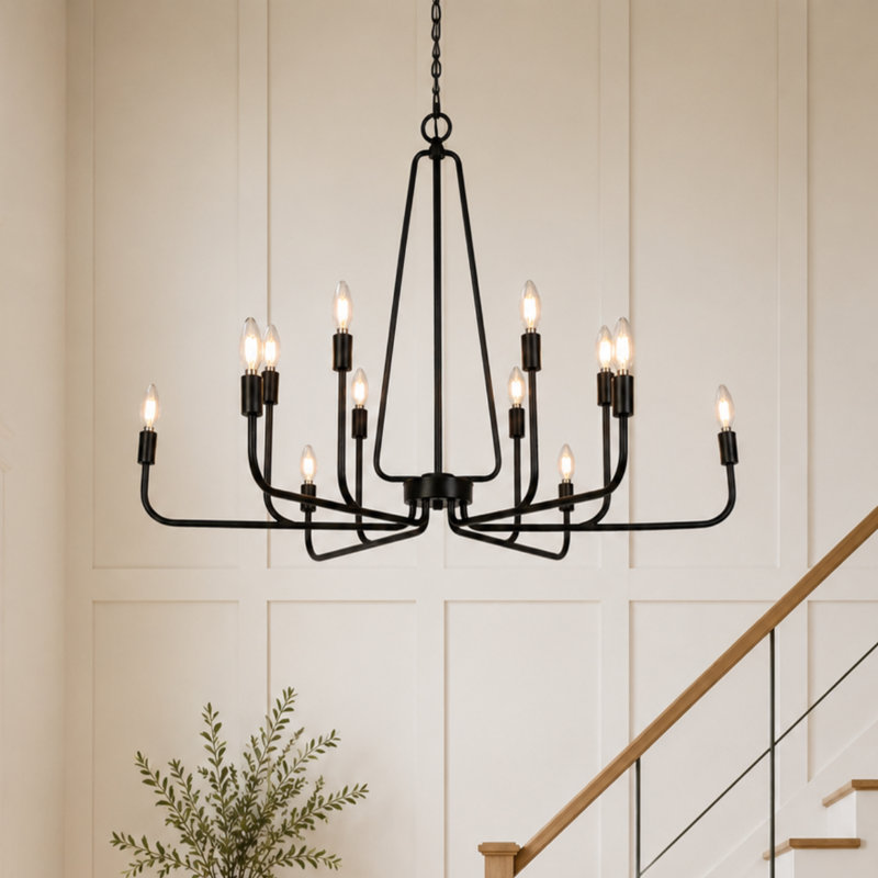12-Light Dimmable Oversized Classic/Traditional Dining Room Chandelier