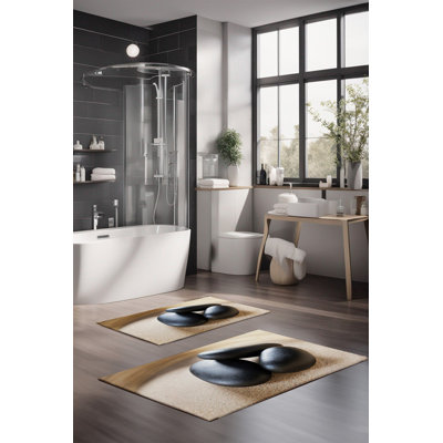 Ensemble de tapis de bain de luxe Eakly (2 pièces), 100% polyester, 16,0 x 23,6 pouces et 23,6 x 39,4 pouces | Conception antibactérienne antidérapante, hauteur de poils de 0,3 po | Lavable à la machine, durable et facile à nettoyer | Idéal pour la 