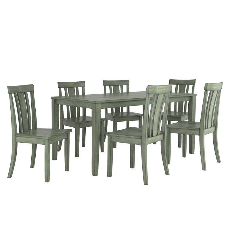 Alexa-Mae 6 - Person Solid Wood Top Four Leg Dining Set, Antique Sage