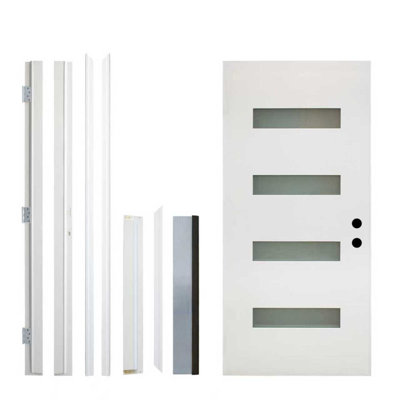 Exterior Doors 36 x 80 in White Vinyl Fiberglass Frame 4-9/16 in Left Inswing