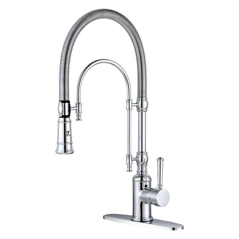 Pull Out Gooseneck High-Arc Kitchen Faucet, Chrome