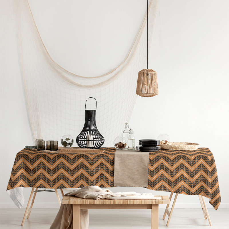 Nappe à chevrons à la main classic Stephenie, Orange clair / noir