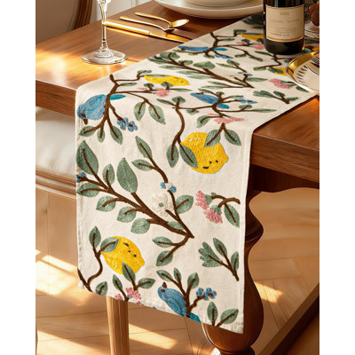 Chemin de table en toile brodée - Chemin de table de 13 po x 72 po pour le salon Napperon étroit pour la salle à manger