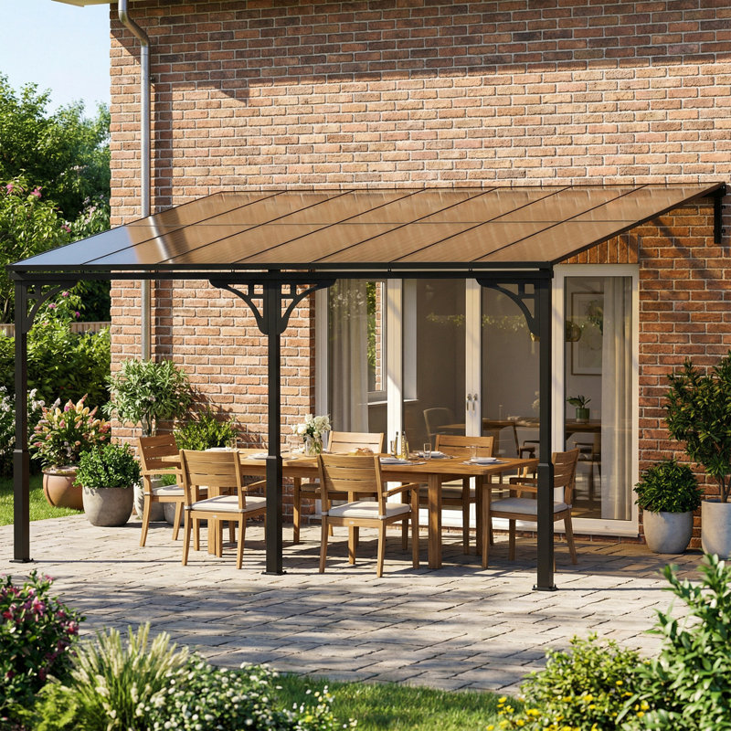 Pergola murale d'extérieur à toit rigide 13 'x 10' Lean to Gazebo