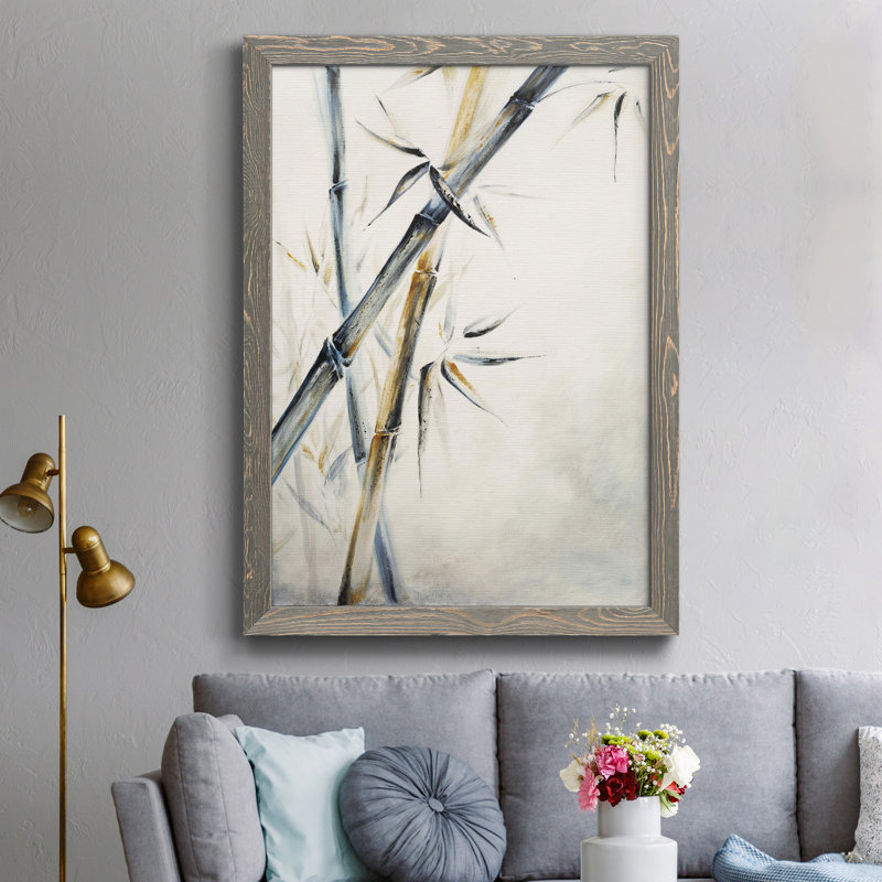 Bambou noir - impression de cadre photo sur papier, H 31 po x l 44 po x P 1 po, Papier gris