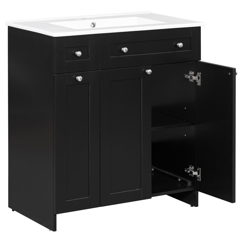 Meuble-lavabo élégant avec rangement spacieux et fabrication durable, Noir, noir, noir, noir