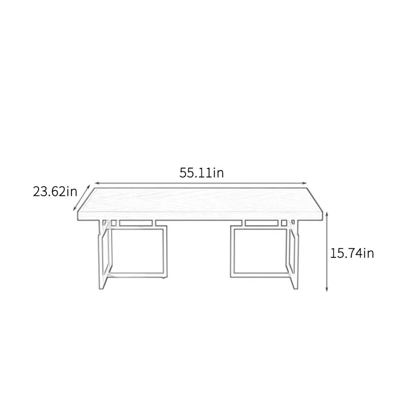 Table basse rétro de style industriel, H 15,74 po x L 55,11 po x l 23,62 po