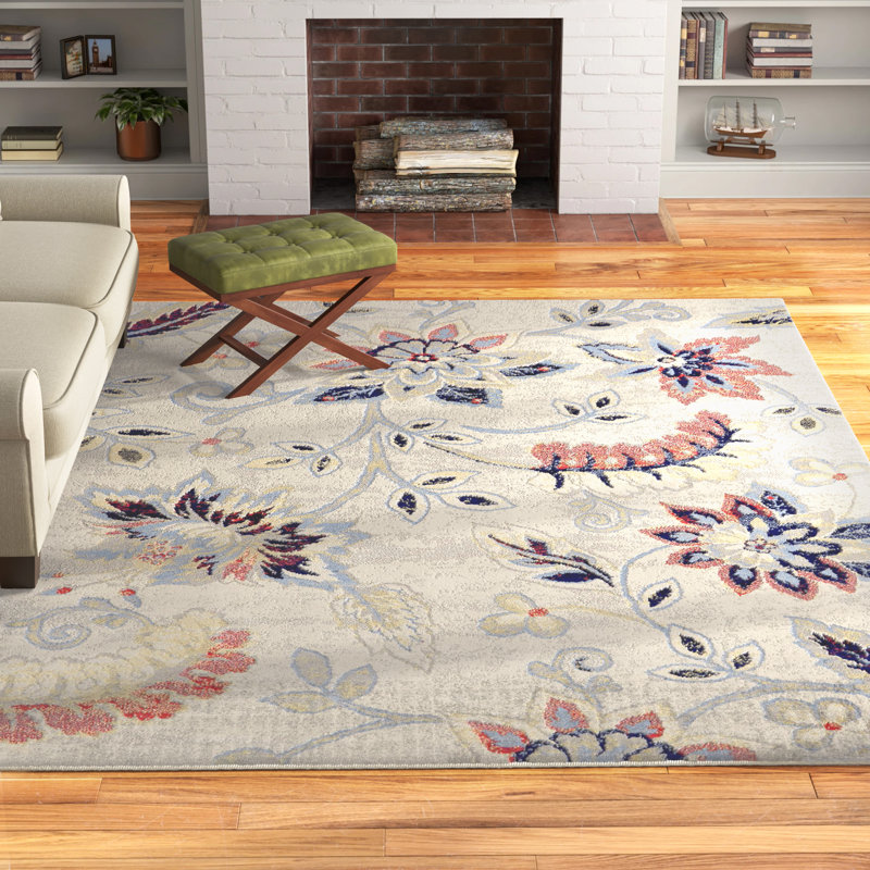 Tapis ivoire / bleu / rouge Mountview, Rectangle 5 pi 2 po x 7 pi 2 po