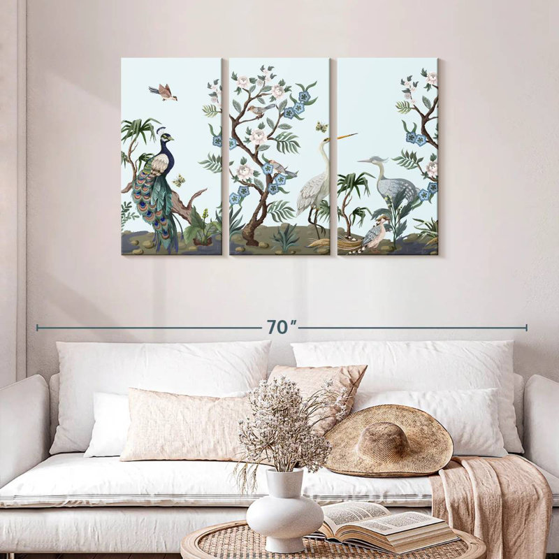 Chinoiserie Style Birds, 28" H x 45" W