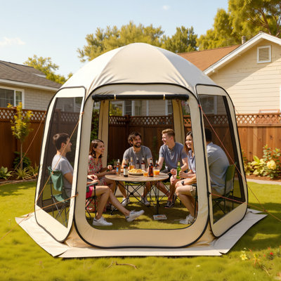 Screen House Tent, 10 X 9.2 Ft, 4-8 Person Pop Up Screen Tent, Portable Screened In Canopy With Carry Bag, Netting Sides, Ground Stakes, For Garden, Patio, Backyard, Outdoor Activities