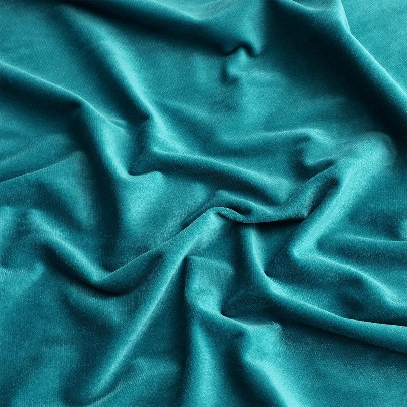 Aleria Velvet Room Darkening Curtain Pair, 52" W x 120" L, Teal Blue