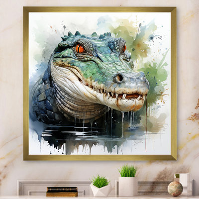 «Green Crocodile Pond Adventures 2», art mural alligator / crocodile