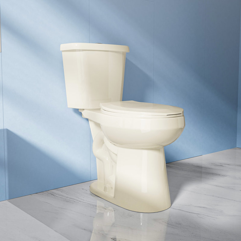 17.5" Round ADA Height Toilet Two Piece Tall Toilet 1.1/1.6 GPF Dual Flush Bone, Map Flush 1000g with Soft Close Seat, Bone