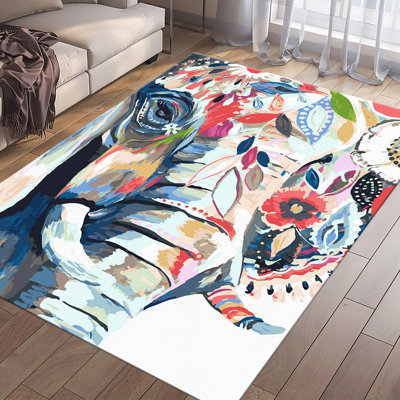 Exquisite Handcrafted Soft Pile Rug with Vibrant Geometric Prints Perfect for Enhancing the Aesthetic Appeal of Your Living Space