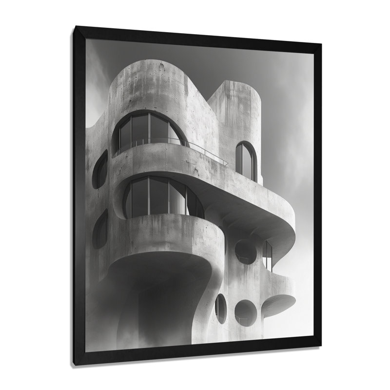 Gris, forteresse d'avenir II - Fortress, art mural, salon, Toile encadrée noire simple, H 32 po x l 16 po x P 1 po